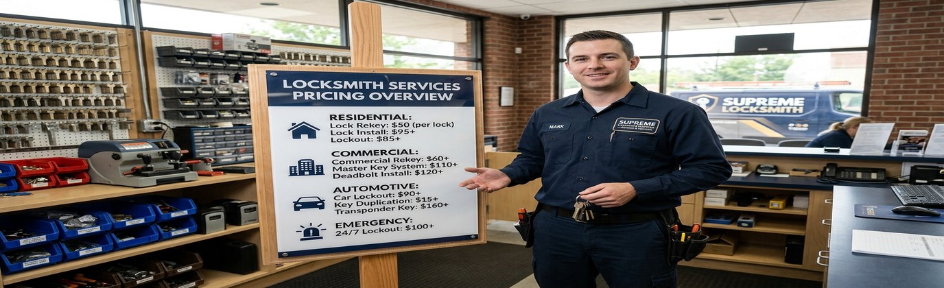 Locksmith service pricing breakdown by service type